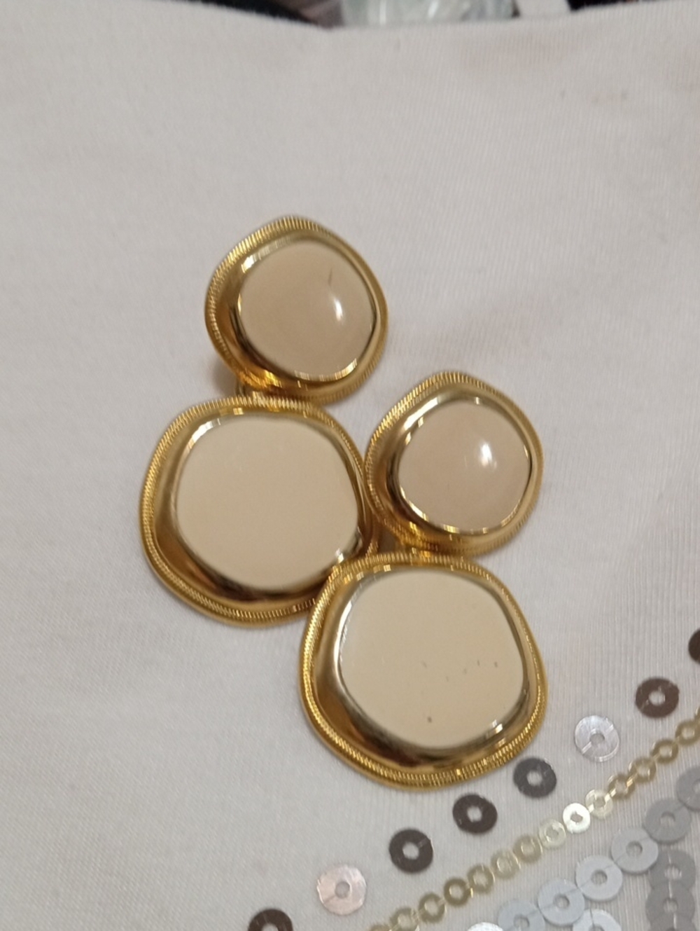 Gold-Tone Cream Drop Statement Earrings - Women Jewelry